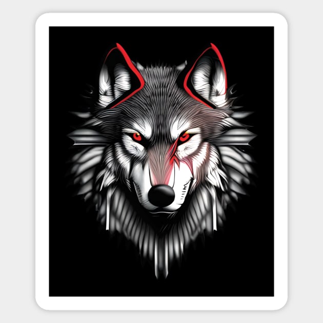 Wolf Face Sticker by Moody's Goodies